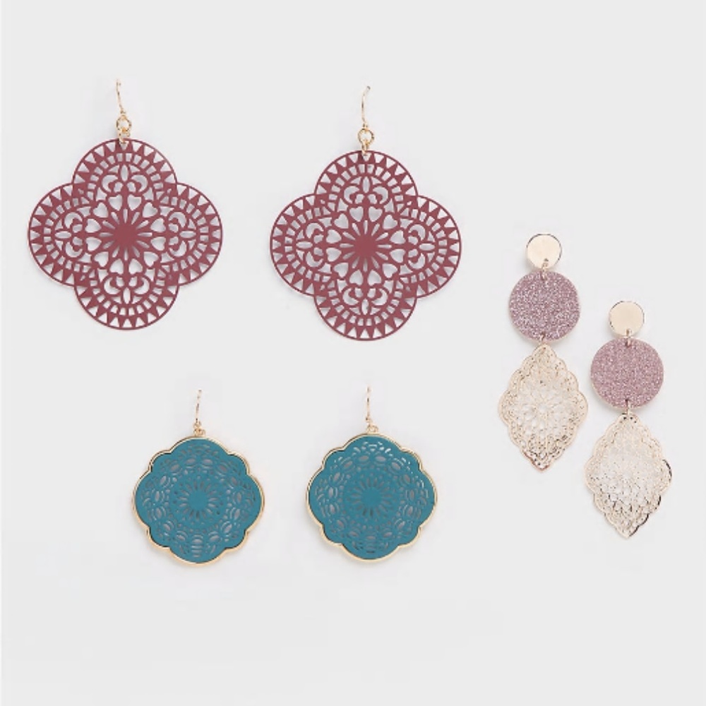 NEW Torrid Filigree & Scalloped Earring Set (3 pr) - Picture 1 of 3